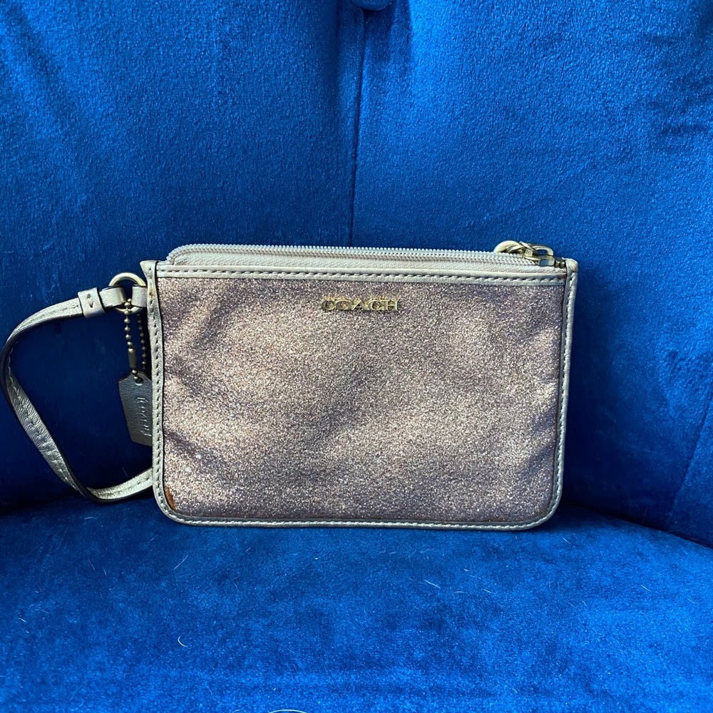 Coach glitter gold wristlet